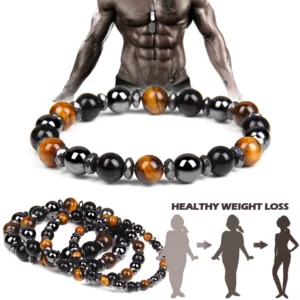 Black Hematite Bracelet Tiger Eye Stone Beads Bracelets For Women Men Weight Loss Health Care Magnetic Soul Protection Jewelry